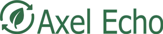 Logotipo de Axel Echo: clasifica, juega, extrae, gana puntos ecológicos y salva la naturaleza.