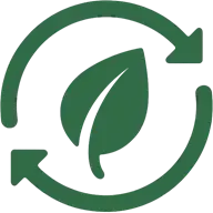 Sobre nosotros 1 - Axel Echo – Imagen de acción ecológica Logotipo transparente de Axel Echo que presenta una hoja verde estilizada dentro de un símbolo de eco circular