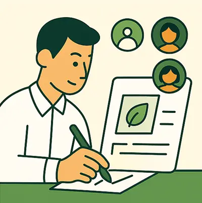 Invierta en Axel Echo: tecnología verde escalable con impacto 28 - Axel Echo – Imagen de acción ecológica Diseñador dibujando un wireframe junto a la planta y el perfil del usuario
