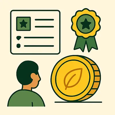 Invierta en Axel Echo: tecnología verde escalable con impacto 36 - Axel Echo – Imagen de acción ecológica Certificado, insignia y moneda ecológica