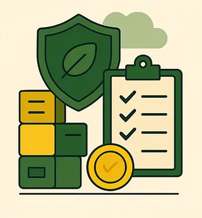 Invierta en Axel Echo: tecnología verde escalable con impacto 20 - Axel Echo – Imagen de acción ecológica Icono de escudo, módulos, lista de verificación y nube