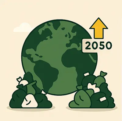 Invierta en Axel Echo: tecnología verde escalable con impacto 21 - Axel Echo – Imagen de acción ecológica El planeta Tierra rodeado de montones de basura