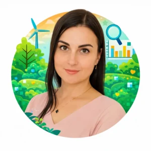 Valeria, Co-Founder and Product Designer at Axel Echo, illustrated team avatar representing UX/UI design, scalable design systems, and eco-tech innovation.