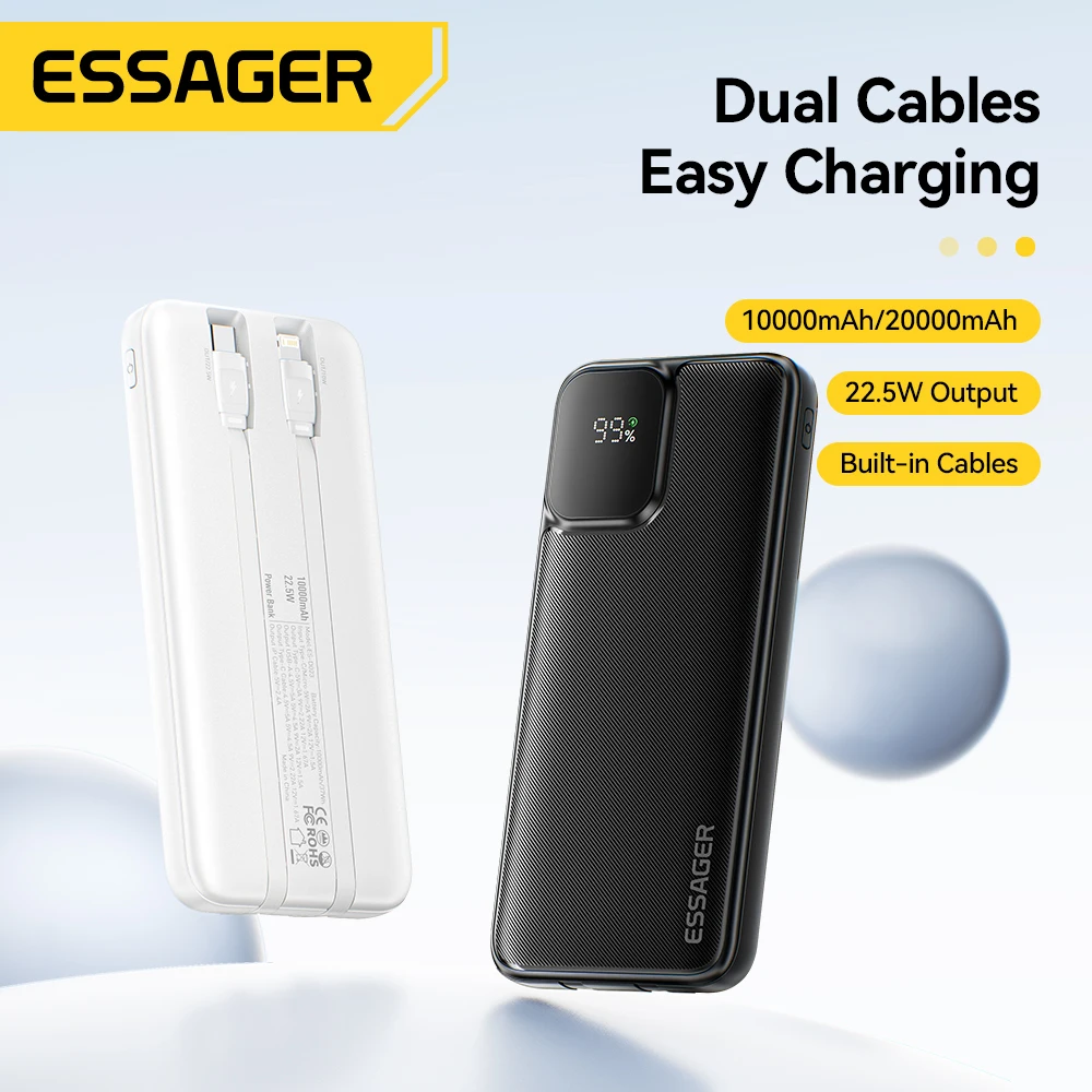 Essager 20000mAh Dual Cable Power Bank Fast Charging Portable Power Bank for iPhone 16 15 Pro Max Xiaomi PD 20W External Battery - AliExpress 5 - Axel Echo – Eco Action Image Essager 20000mAh Dual Cable Power Bank Fast Charging Portable Power Bank for iPhone 16 15 Pro Max Xiaomi PD 20W External Battery - AliExpress - 画像 (5)