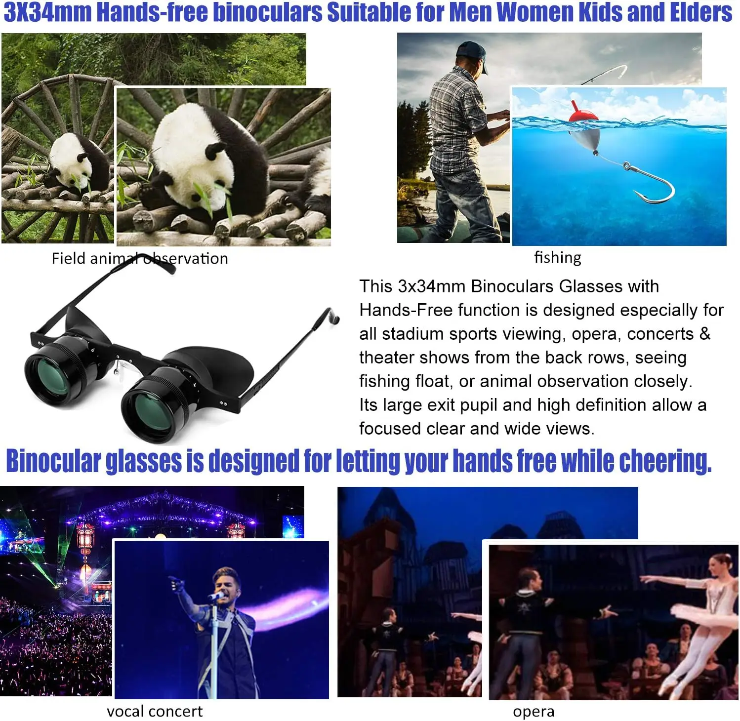 Fishing Binoculars for outdoor bird watching, fishing, sports, theater professional hands-free glasses HD portable telescope 6 - Axel Echo – Eco Action Image Fishing Binoculars for outdoor bird watching, fishing, sports, theater professional hands-free glasses HD portable telescope - Image 6